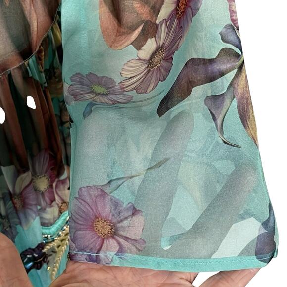 Leaves Of Grass Maxi Dress Sz 38 Medium 100% Silk Hand Embroidered Lined $495 - Picture 8 of 16